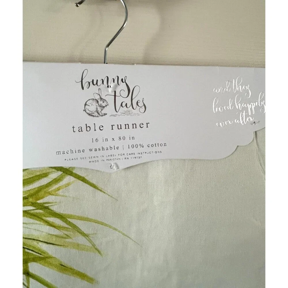 Bunny Tales Table Runner Easter Tulips Table Spring Cotton Rabbit Carrot 80x16